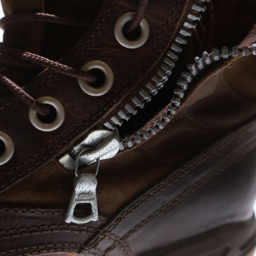 VISVIM(ヴィスヴィム) 7HOLE 73-FOLK ホルク サイドジップ レースアップ レザー ブーツ ブラウン