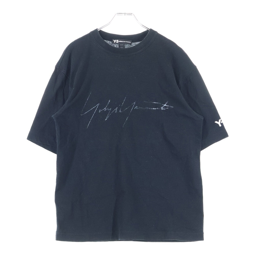 Y-3(ワイスリー) M DISTRESSED SIGNATURE SS TEE エム ディストレスド シグネチャー ショートスリーブ クルーネック半袖Tシャツ カットソー ブラック FQ4114