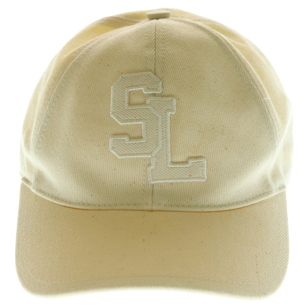 SAINT LAURENT PARIS(サンローランパリ) SL刺繍 コットン 6パネル ベースボールキャップ アイボリー 690975 3YL00