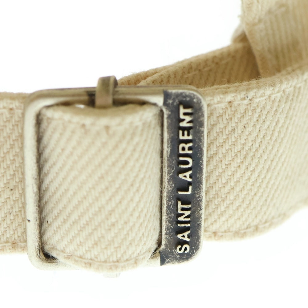 SAINT LAURENT PARIS(サンローランパリ) SL刺繍 コットン 6パネル ベースボールキャップ アイボリー 690975 3YL00