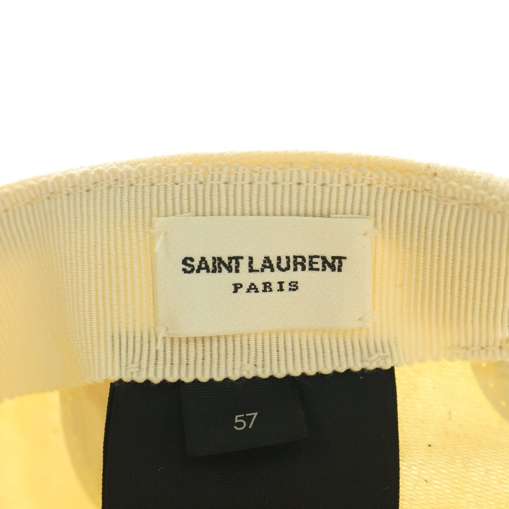 SAINT LAURENT PARIS(サンローランパリ) SL刺繍 コットン 6パネル ベースボールキャップ アイボリー 690975 3YL00