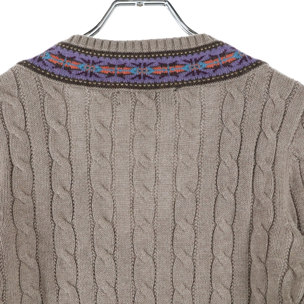 LAUREN RALPH LAUREN(ローレンラルフローレン) ケーブルニット Vネック セーター レディース ブラウン 200882080002