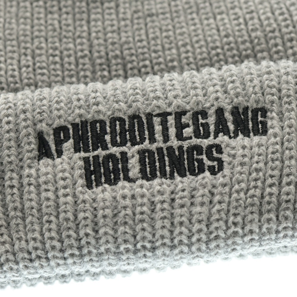 BUDSPOOL(バッズプール) APHRODITEGANG CLASSIC LOGO EMBROIDERY BEANIE アフロディーテギャング クラシック ロゴ エンブロイダリー ビーニー ニットキャップ 帽子 グレー
