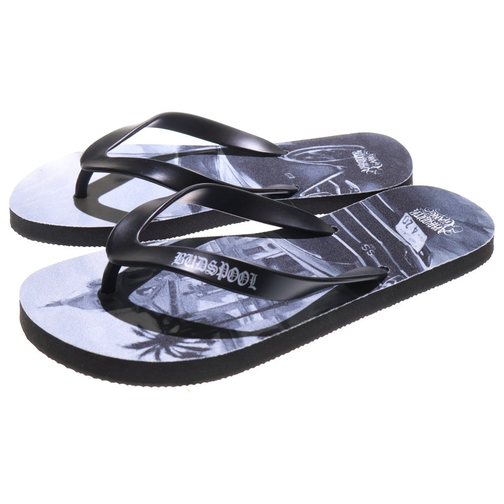 BUDSPOOL(バッズプール) × TAKUYA KAMIOKA ART WORK PRINT SANDALS タクヤ カミオカ アートワーク プリント ビーチ サンダル ブルー