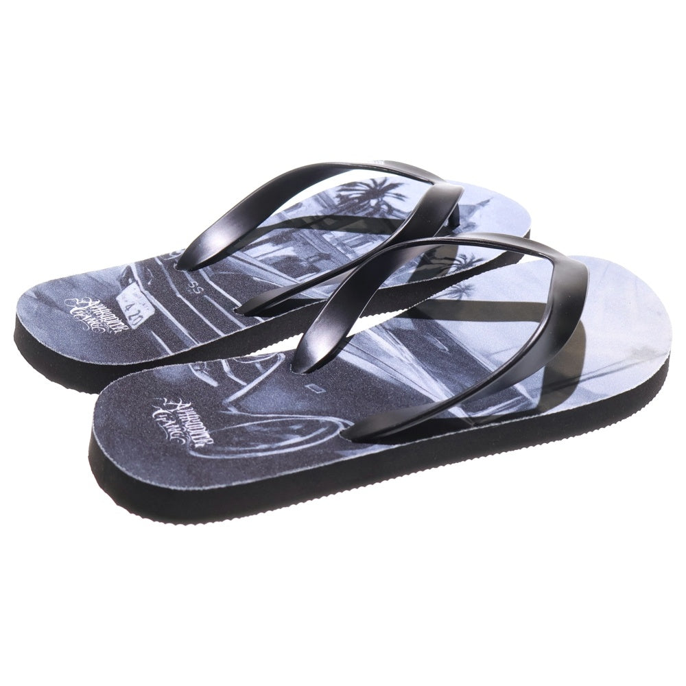 BUDSPOOL(バッズプール) × TAKUYA KAMIOKA ART WORK PRINT SANDALS タクヤ カミオカ アートワーク プリント ビーチ サンダル ブルー