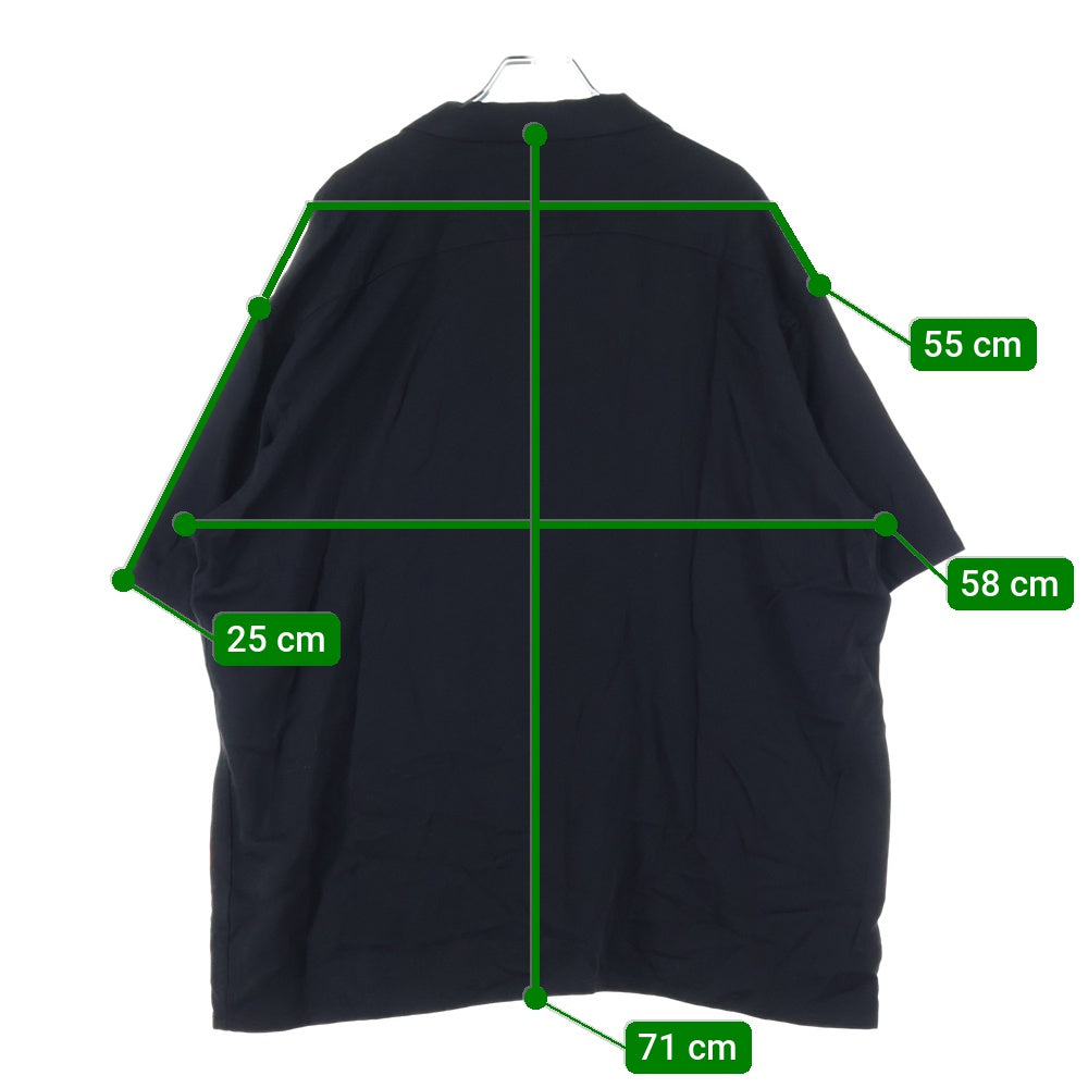 BUDSPOOL(バッズプール) ×GAKKIN 白墨狐 EMBROIDERY 50'S SHIRT ガッキン アート エンブロイダリー オープンカラー 半袖シャツ ブラック