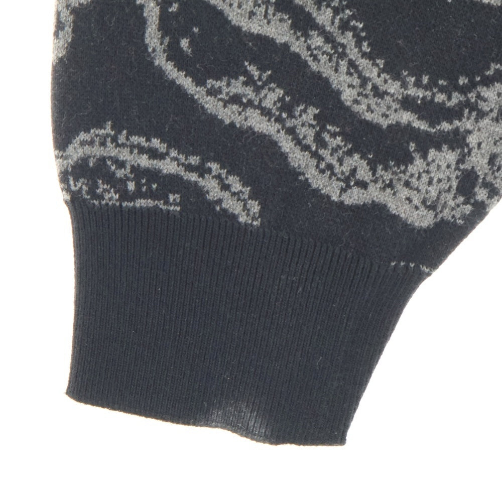 BUDSPOOL(バッズプール) ×GAKKIN 渦軍鶏 COTTON KNIT JACQUARD ガッキン コットン ジャガード クルーネック ニット セーター ブラック