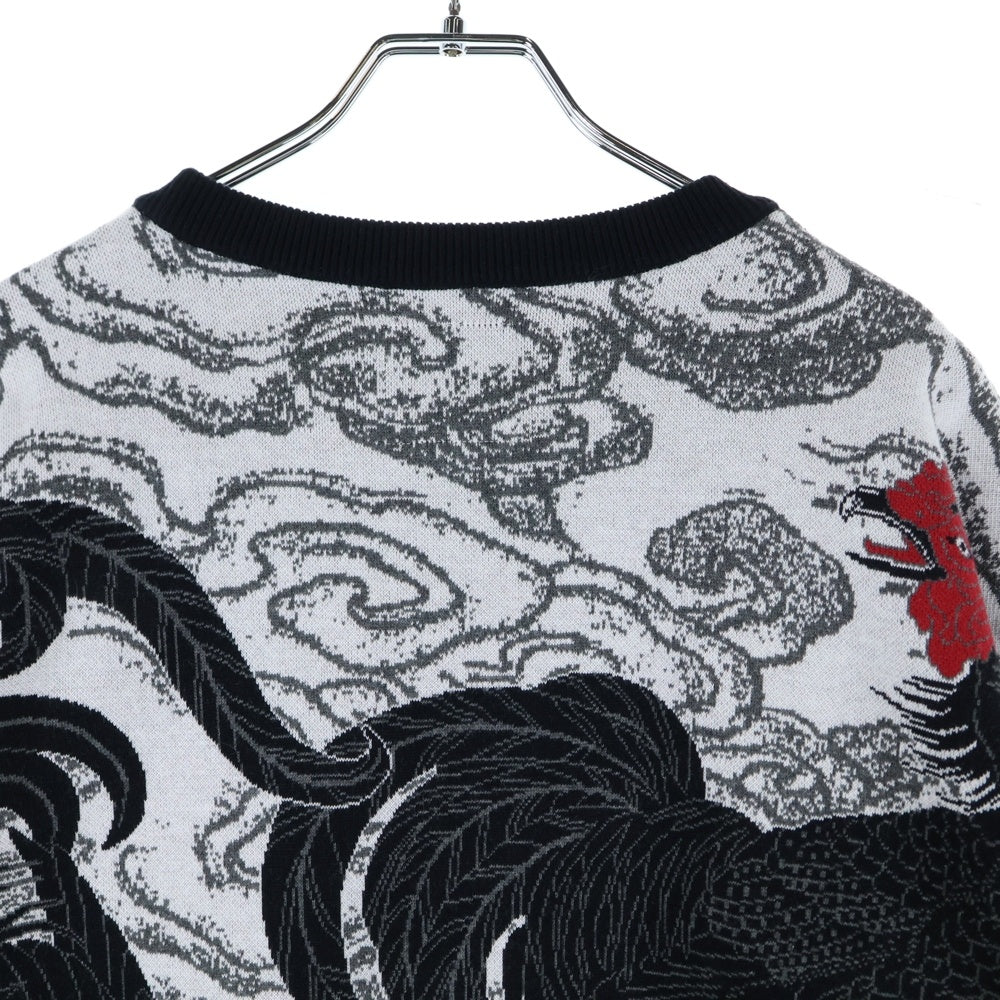 BUDSPOOL(バッズプール) ×GAKKIN 渦軍鶏 COTTON KNIT JACQUARD ガッキン コットン ジャガード クルーネック ニット セーター ホワイト
