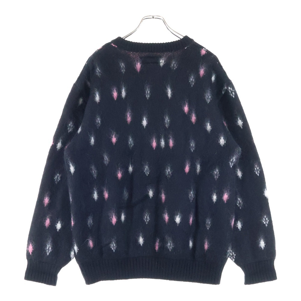 WACKO MARIA(ワコマリア) 24AW DIAMOND HEAVY MOHAIAR KNIT SWEATER ダイアモンド クルーネック ヘビー モヘア ニット セーター ブラック 24FW-WHK-KN19