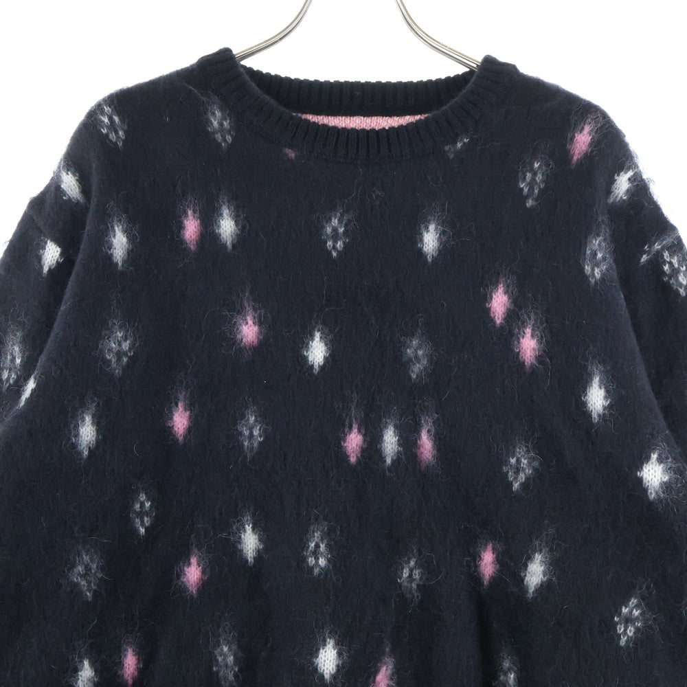 WACKO MARIA(ワコマリア) 24AW DIAMOND HEAVY MOHAIAR KNIT SWEATER ダイアモンド クルーネック ヘビー モヘア ニット セーター ブラック 24FW-WHK-KN19