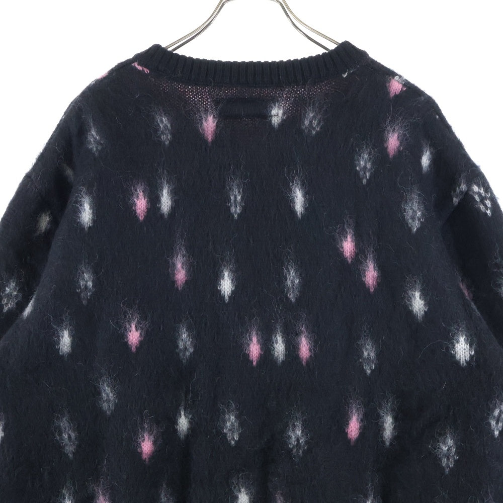 WACKO MARIA(ワコマリア) 24AW DIAMOND HEAVY MOHAIAR KNIT SWEATER ダイアモンド クルーネック ヘビー モヘア ニット セーター ブラック 24FW-WHK-KN19