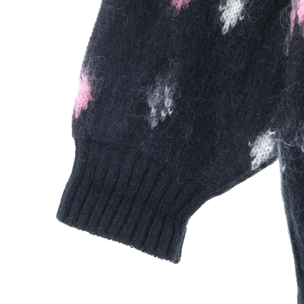 WACKO MARIA(ワコマリア) 24AW DIAMOND HEAVY MOHAIAR KNIT SWEATER ダイアモンド クルーネック ヘビー モヘア ニット セーター ブラック 24FW-WHK-KN19