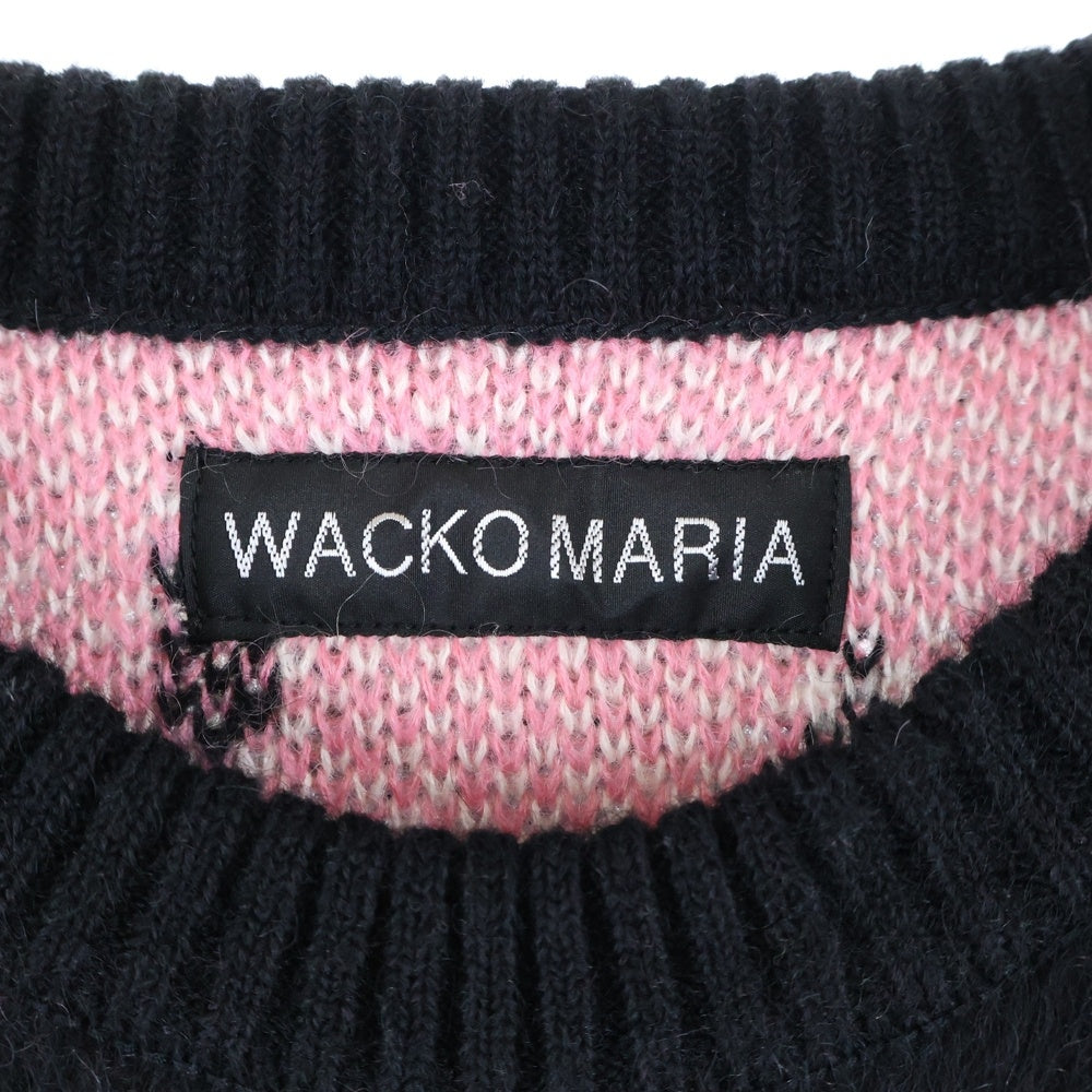 WACKO MARIA(ワコマリア) 24AW DIAMOND HEAVY MOHAIAR KNIT SWEATER ダイアモンド クルーネック ヘビー モヘア ニット セーター ブラック 24FW-WHK-KN19