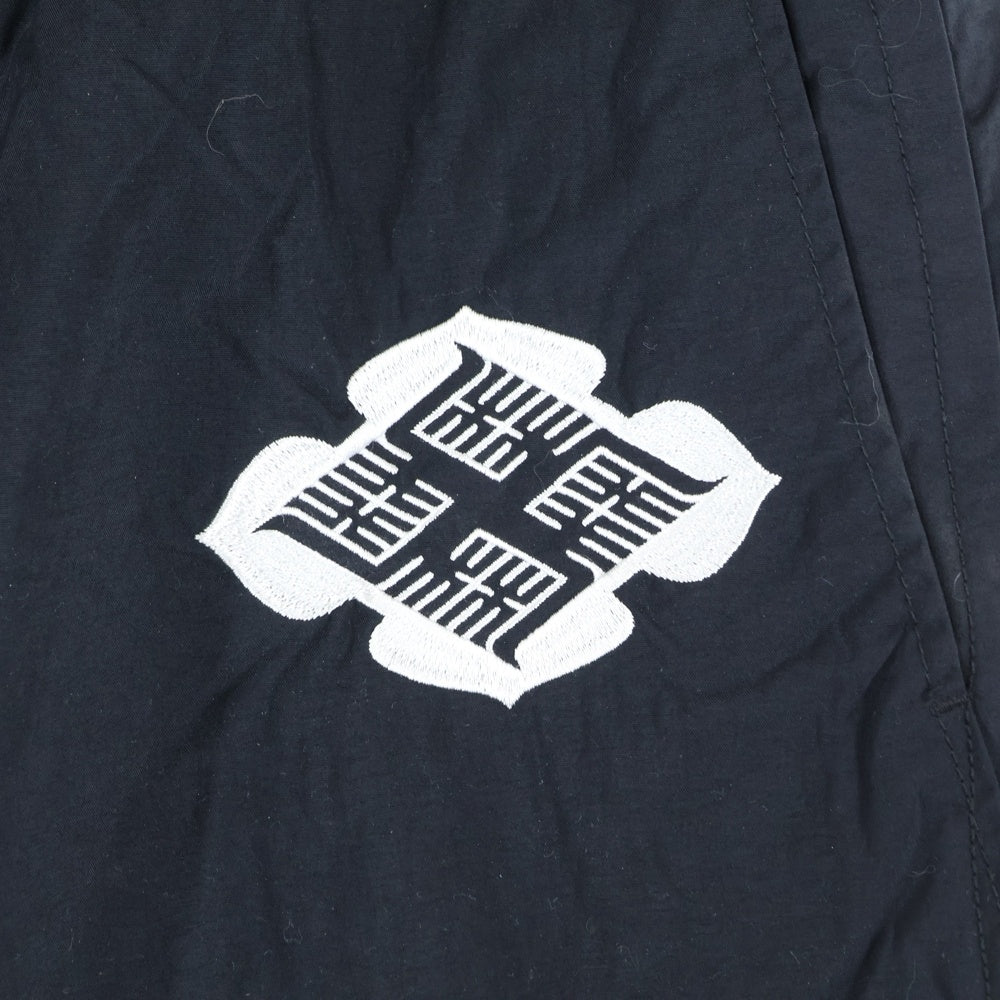 BUDSPOOL(バッズプール) ×GAKKIN 花罰家紋 EMBROIDERY NYLON PANTS ガッキン ロゴエンブロイダリー ナイロン ジョガーパンツ ブラック