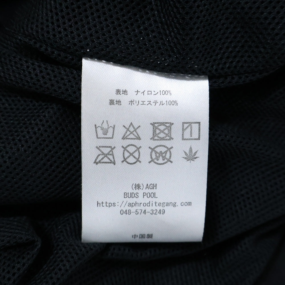 BUDSPOOL(バッズプール) APHRODITEGANG CLASSIC LOGO EMBROIDERY NYLON JACKET アフロディーテギャング クラシック ロゴ エンブロイダリー フーデッド ナイロン ジャケット ブラック