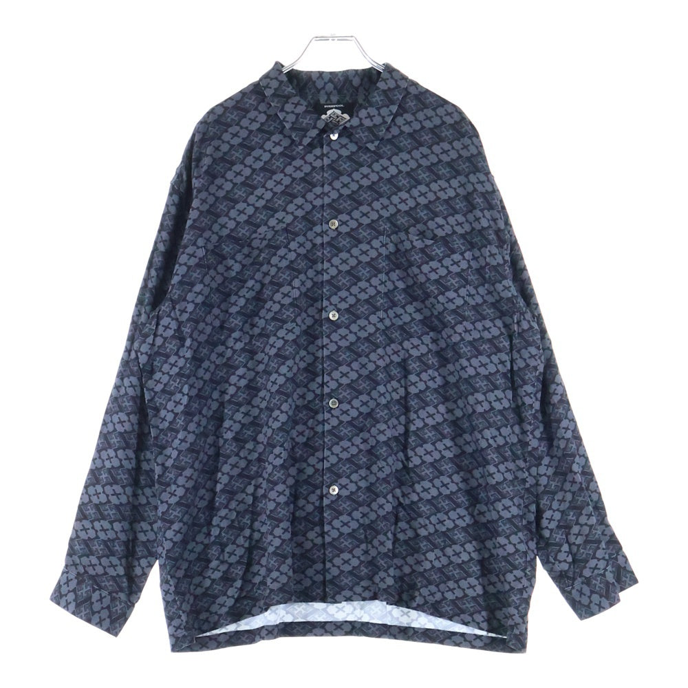 BUDSPOOL(バッズプール) ×GAKKIN 花罰家紋 ORIGINAL L/S SHIRT ガッキン ロゴ レーヨン オリジナル ロングスリーブ 長袖 シャツ グレー