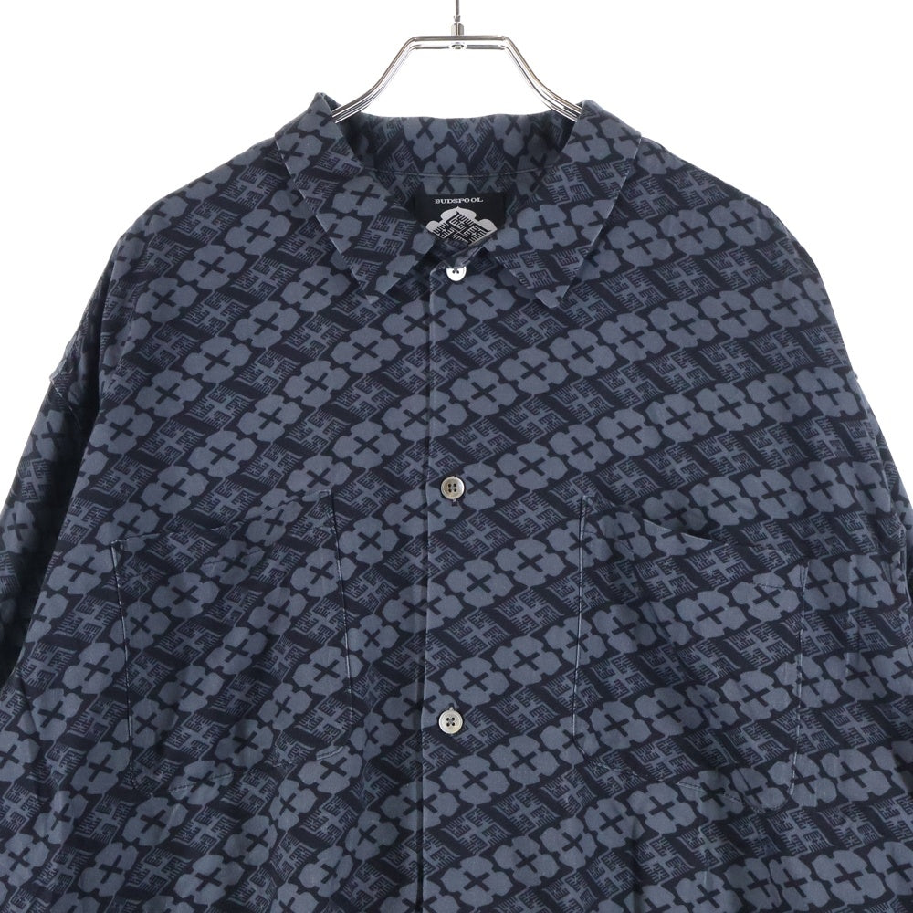 BUDSPOOL(バッズプール) ×GAKKIN 花罰家紋 ORIGINAL L/S SHIRT ガッキン ロゴ レーヨン オリジナル ロングスリーブ 長袖 シャツ グレー