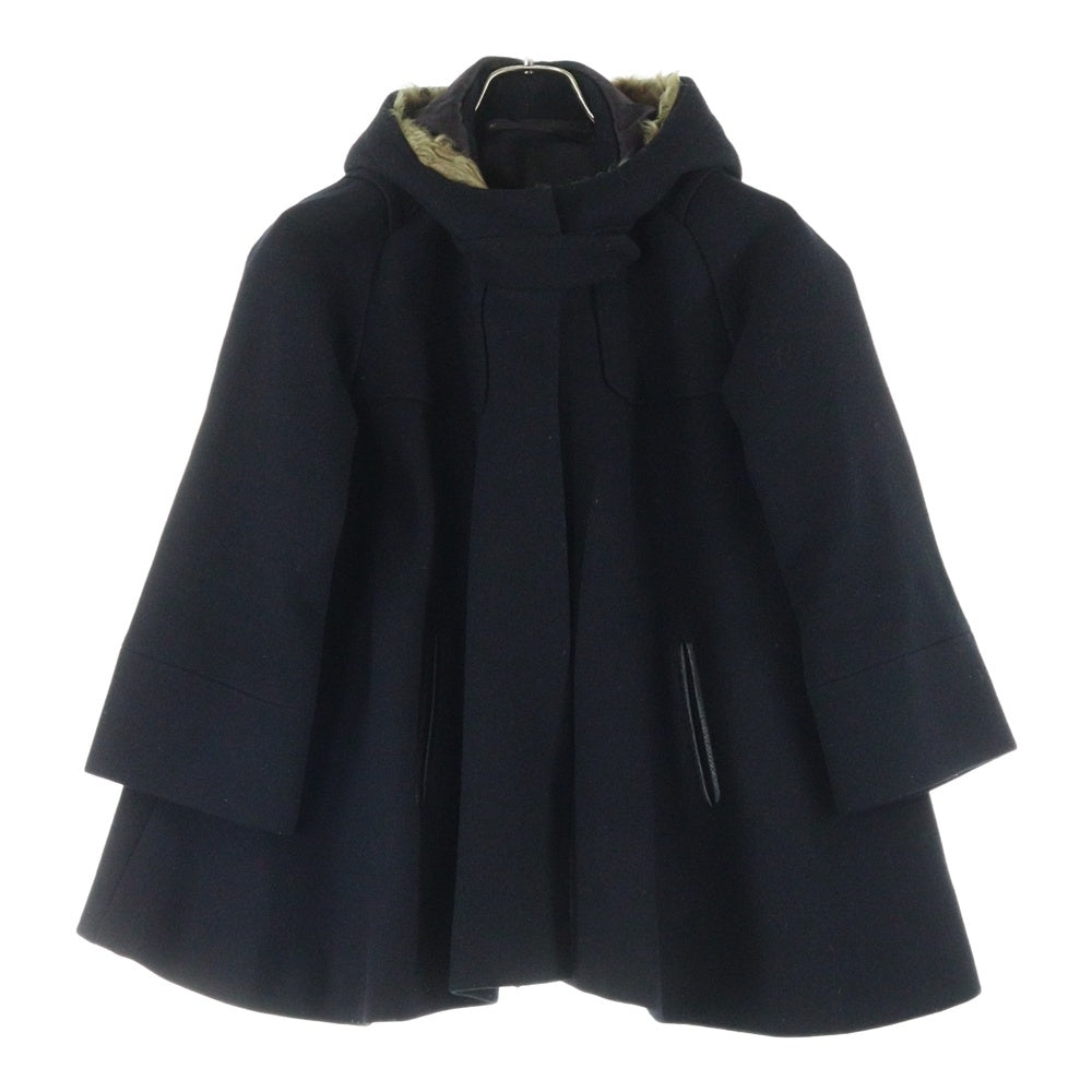 muller of yoshiokubo(ミュラー オブ ヨシオクボ) ダブルポケット ファー付き Aラインショートコート レディース ブラック MLF14717-B