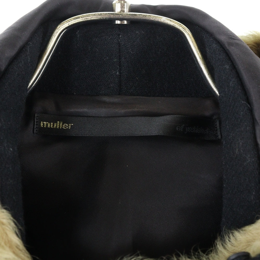 muller of yoshiokubo(ミュラー オブ ヨシオクボ) ダブルポケット ファー付き Aラインショートコート レディース ブラック MLF14717-B