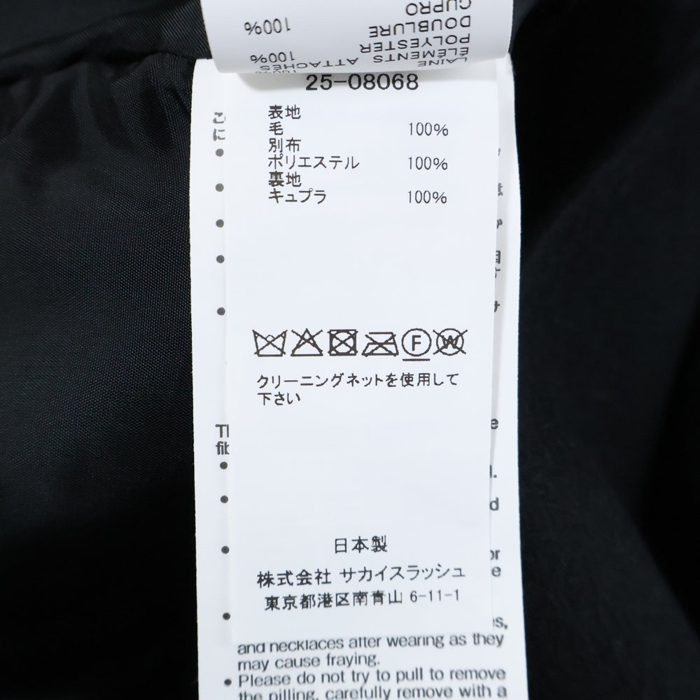 Sacai(サカイ) 25AW WOOL MELTON BLOUSON マルチポケット ウール メルトンファー付き ジャケット レディース ブラック 25-08068