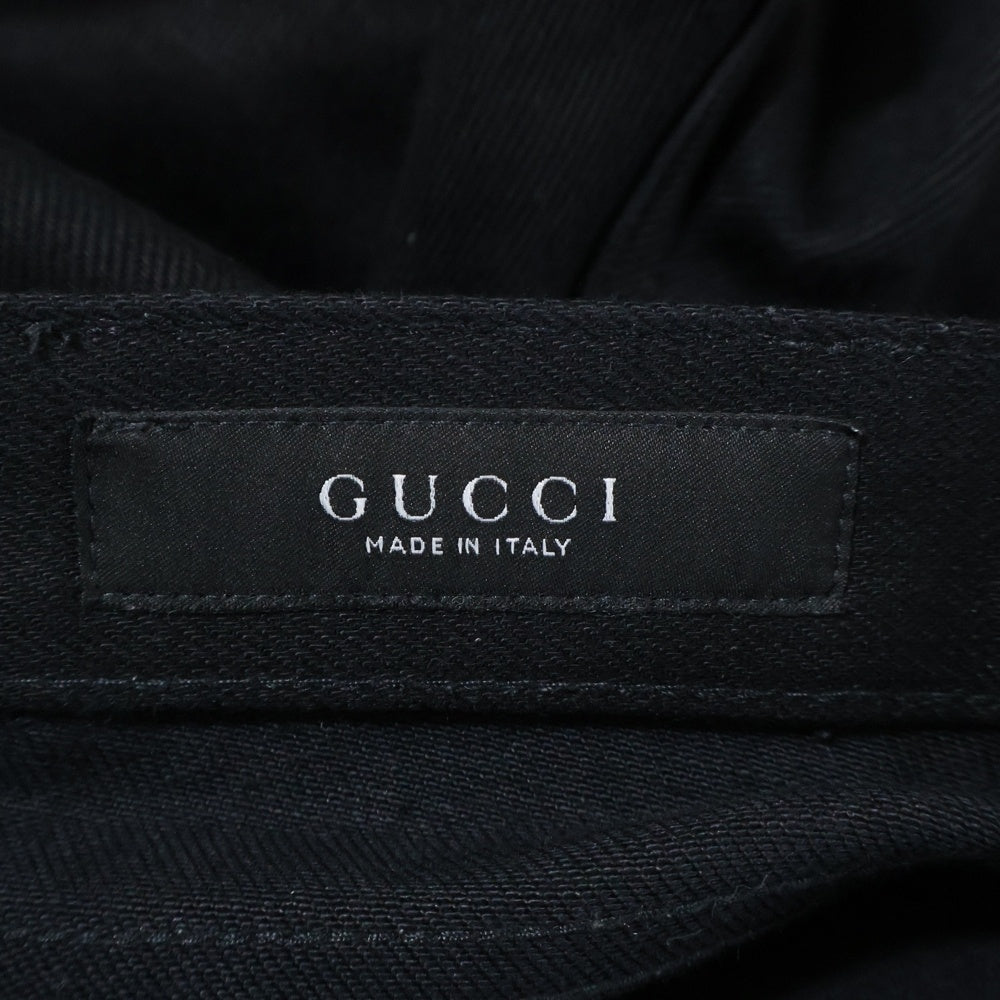 GUCCI(グッチ) 25AW Horsebit Jeans by Demna Gvasalia デムナ期 ホースビットジーンズ ボタンフライ ストレートデニムパンツ ブラック 860844