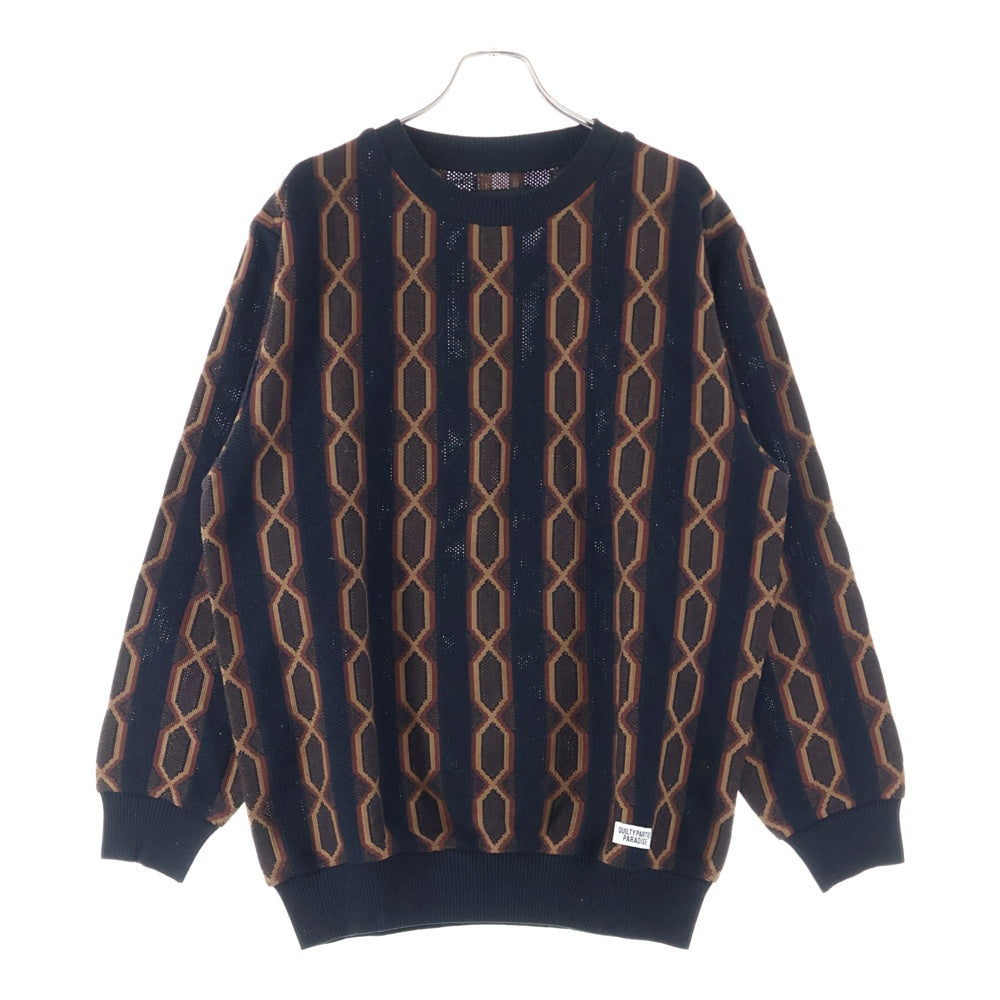 WACKO MARIA(ワコマリア) 24SS STRIPED JACQUARD KNIT SWEATER ストライプド ジャガードニット スウェット セーター ブラウン/ブラック 24SS-WMK-KN23