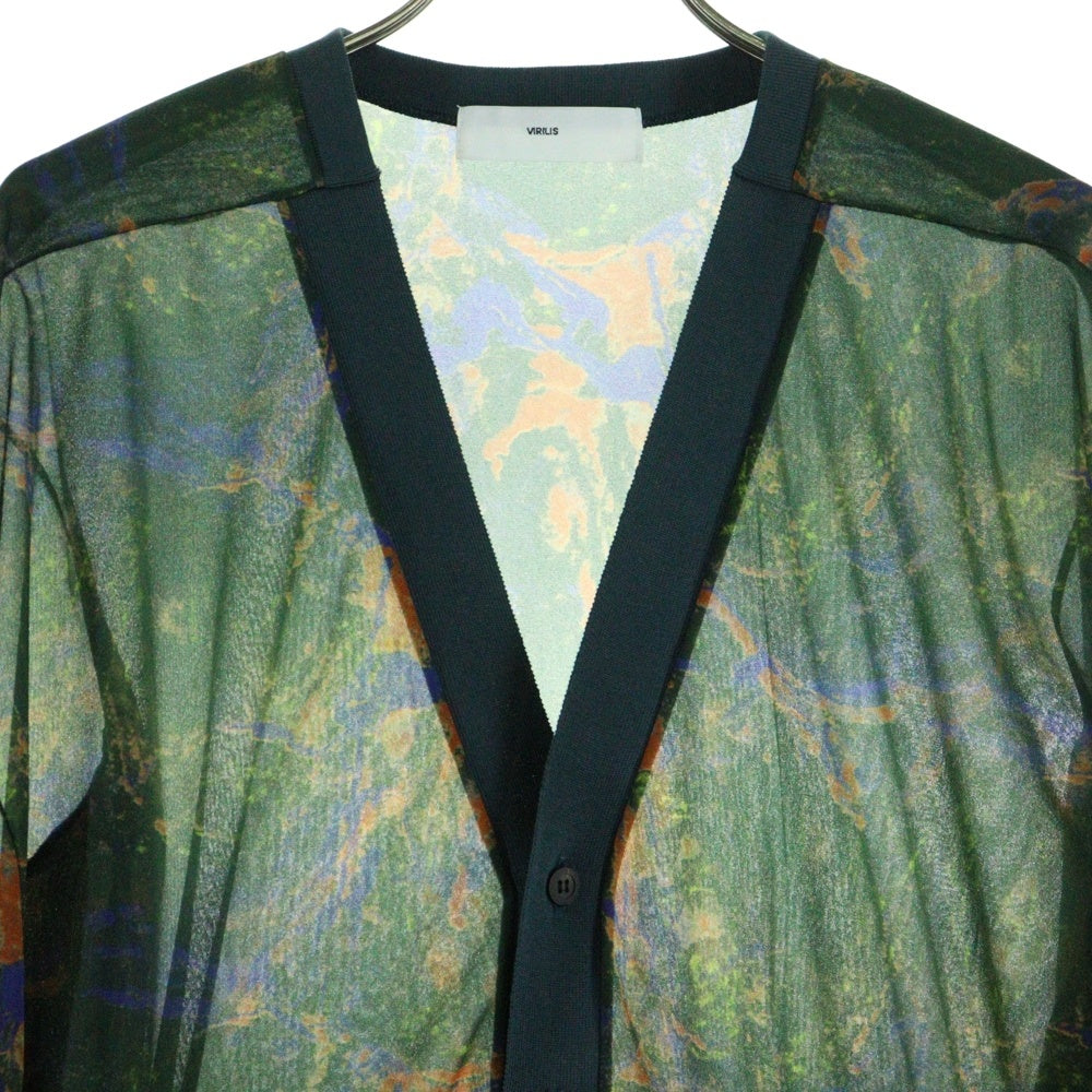 TOGA VIRILIS(トーガ ビリリース) 22AW MARBLE PRINT CARDIGAN 総柄 マーブルプリント カーディガン グリーン TV22-J0351
