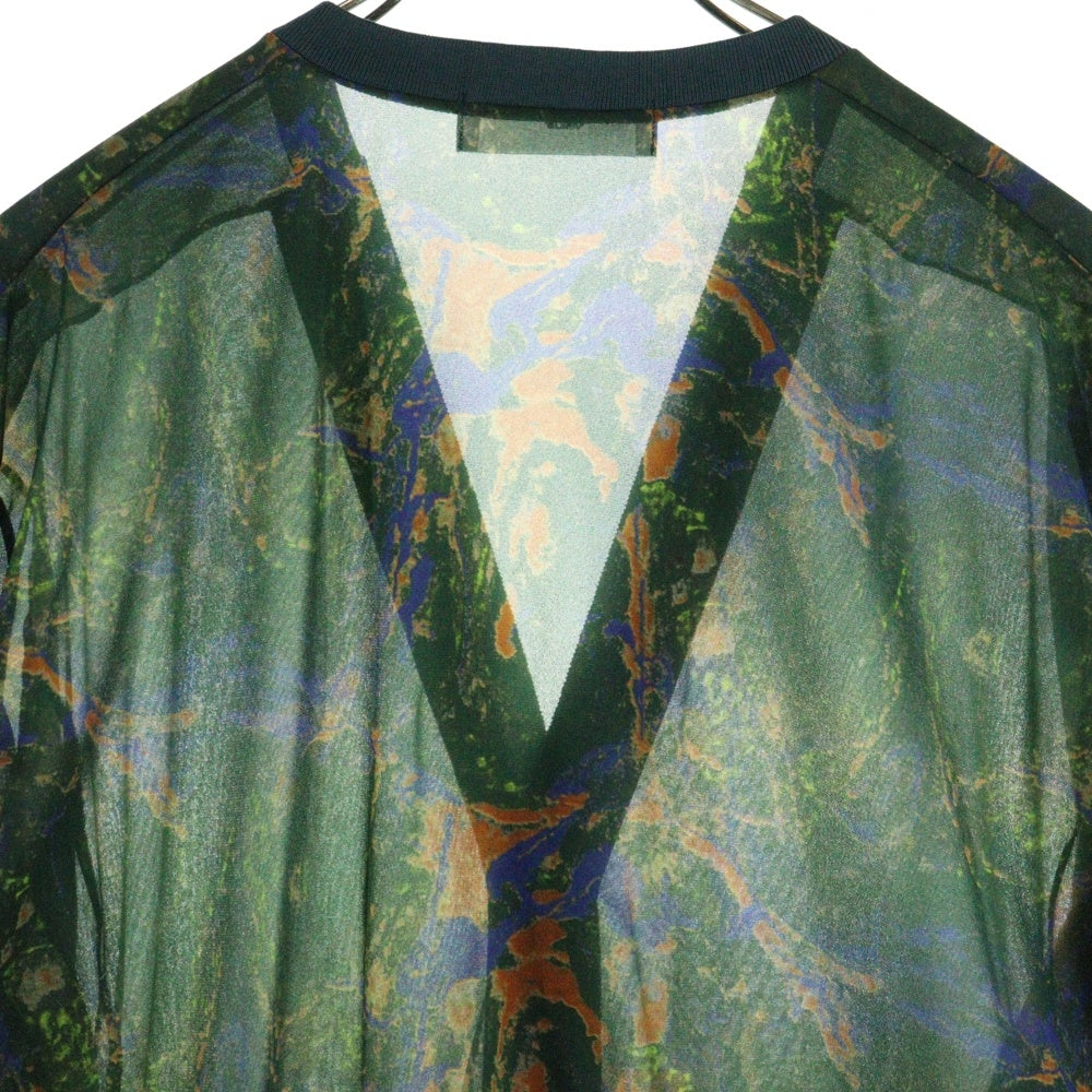 TOGA VIRILIS(トーガ ビリリース) 22AW MARBLE PRINT CARDIGAN 総柄 マーブルプリント カーディガン グリーン TV22-J0351