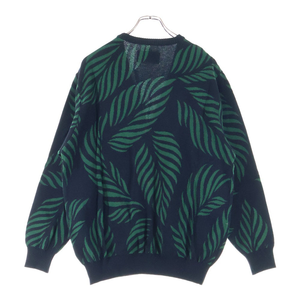 WACKO MARIA(ワコマリア) 23SS LEAF JACQUARD CARDIGAN リーフジャガードカーディガン ニット セーター グリーン/ブラック 23SS-WMK-KN14