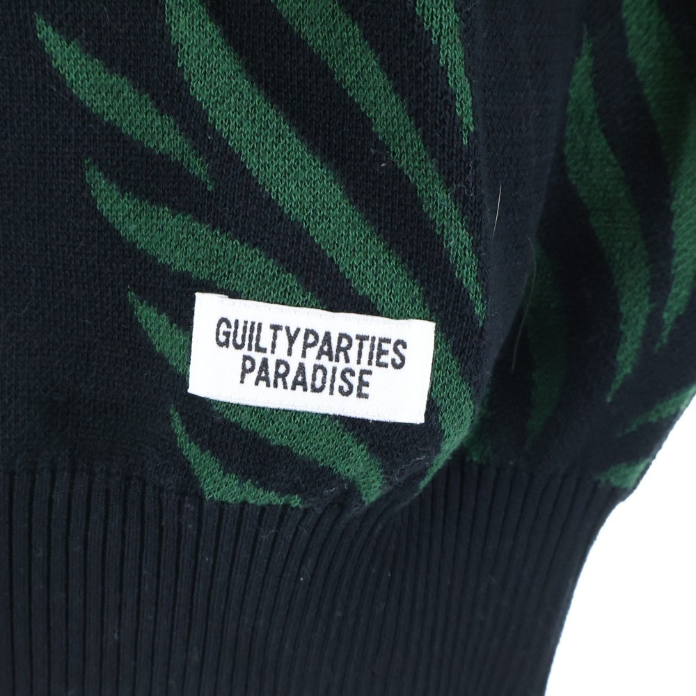 WACKO MARIA(ワコマリア) 23SS LEAF JACQUARD CARDIGAN リーフジャガードカーディガン ニット セーター グリーン/ブラック 23SS-WMK-KN14