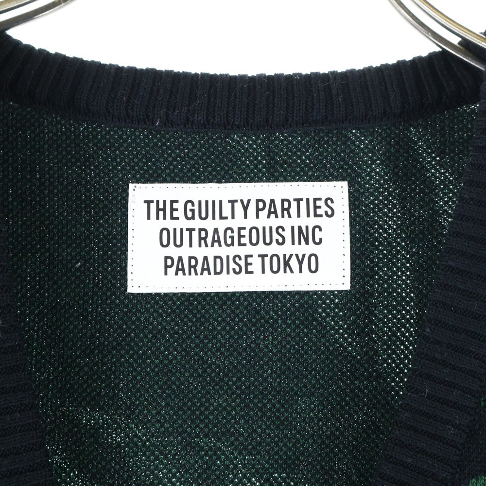 WACKO MARIA(ワコマリア) 23SS LEAF JACQUARD CARDIGAN リーフジャガードカーディガン ニット セーター グリーン/ブラック 23SS-WMK-KN14