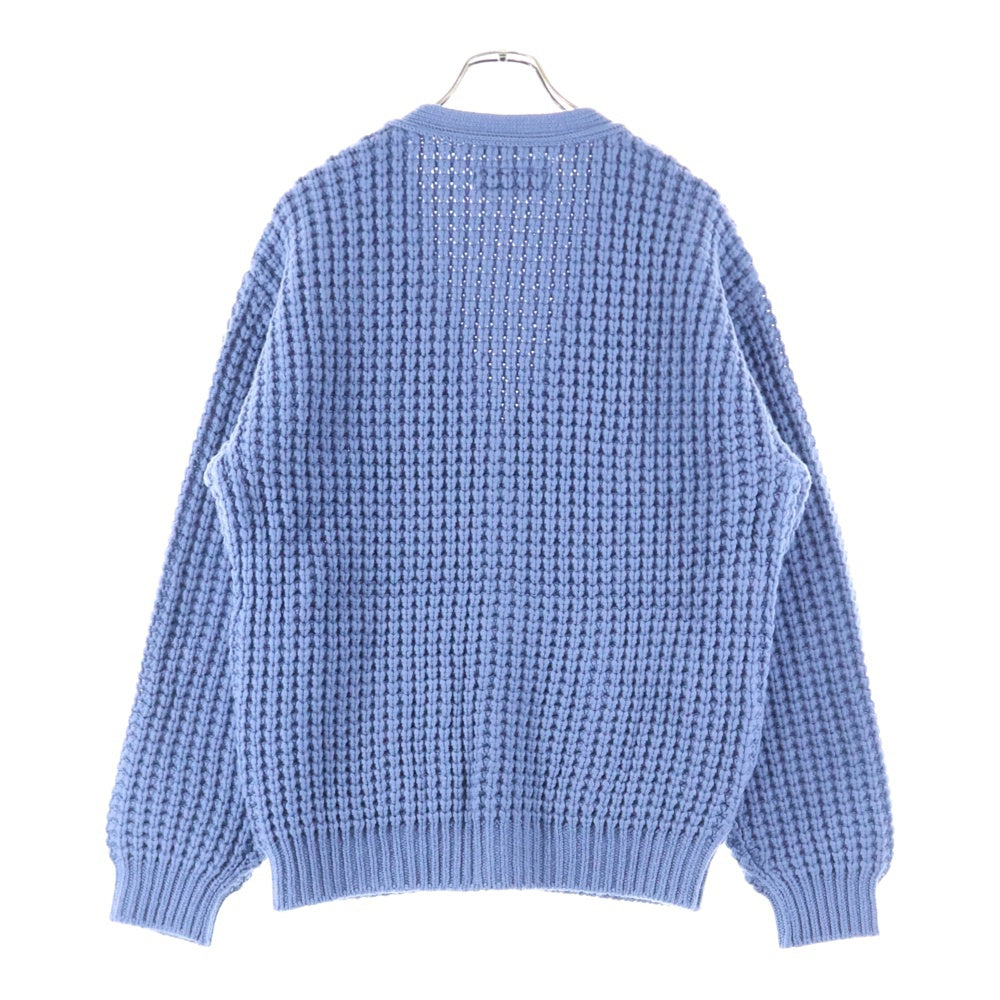 WACKO MARIA(ワコマリア) 24AW WAFFLE KNIT CARDIGAN ワッフルニット カーディガン セーター ブルー 24FW-WMK-KN02