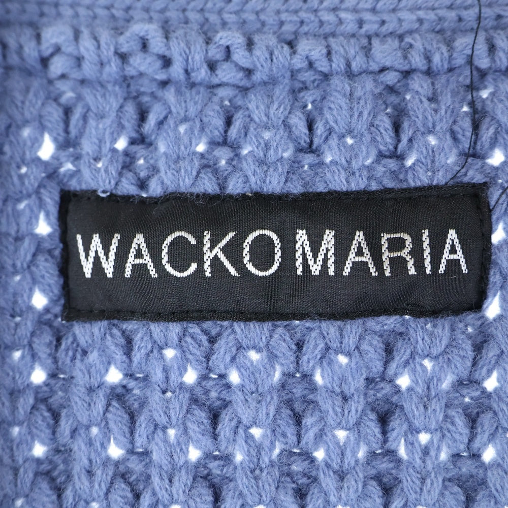 WACKO MARIA(ワコマリア) 24AW WAFFLE KNIT CARDIGAN ワッフルニット カーディガン セーター ブルー 24FW-WMK-KN02
