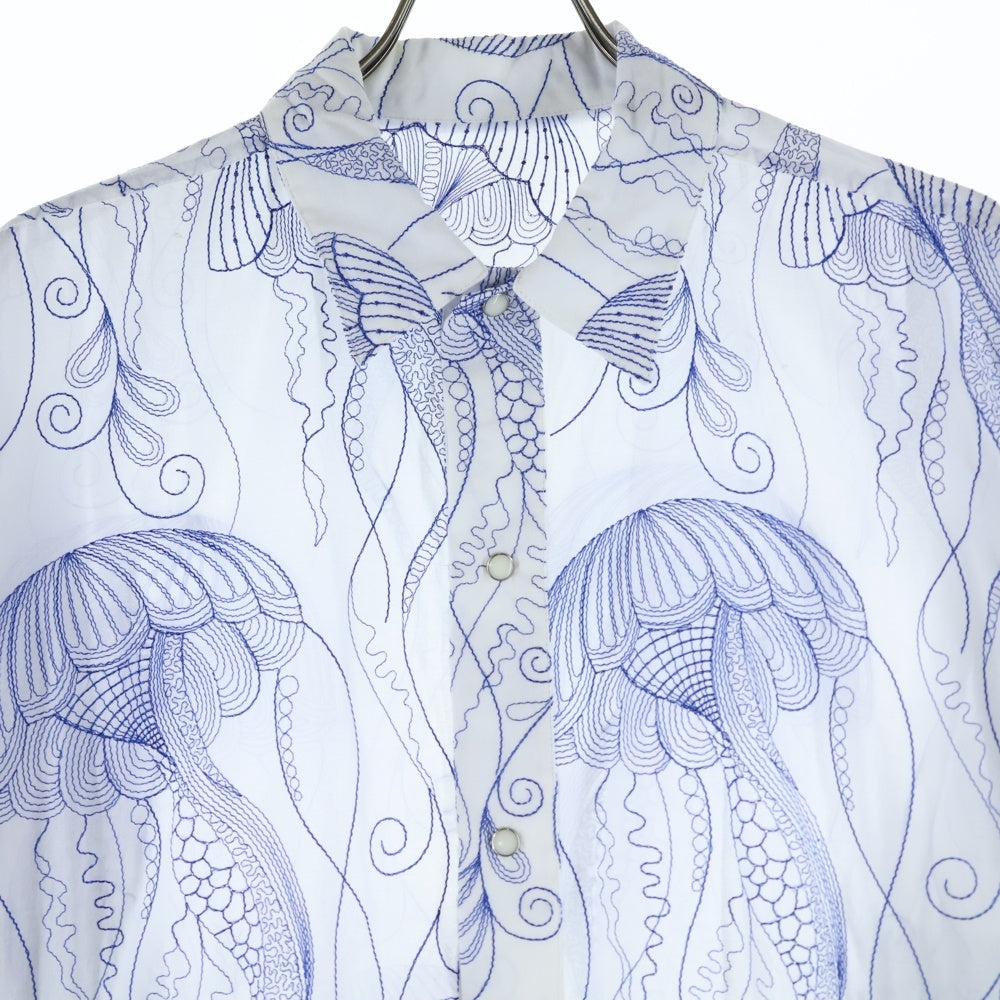 TOGA VIRILIS(トーガ ビリリース) 23SS Cotton Embroidery blouson 総柄 コットン エンブロイダリー ブルゾン ジャケット ホワイト/ブルー TV31-FC304