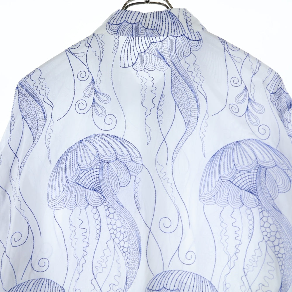 TOGA VIRILIS(トーガ ビリリース) 23SS Cotton Embroidery blouson 総柄 コットン エンブロイダリー ブルゾン ジャケット ホワイト/ブルー TV31-FC304