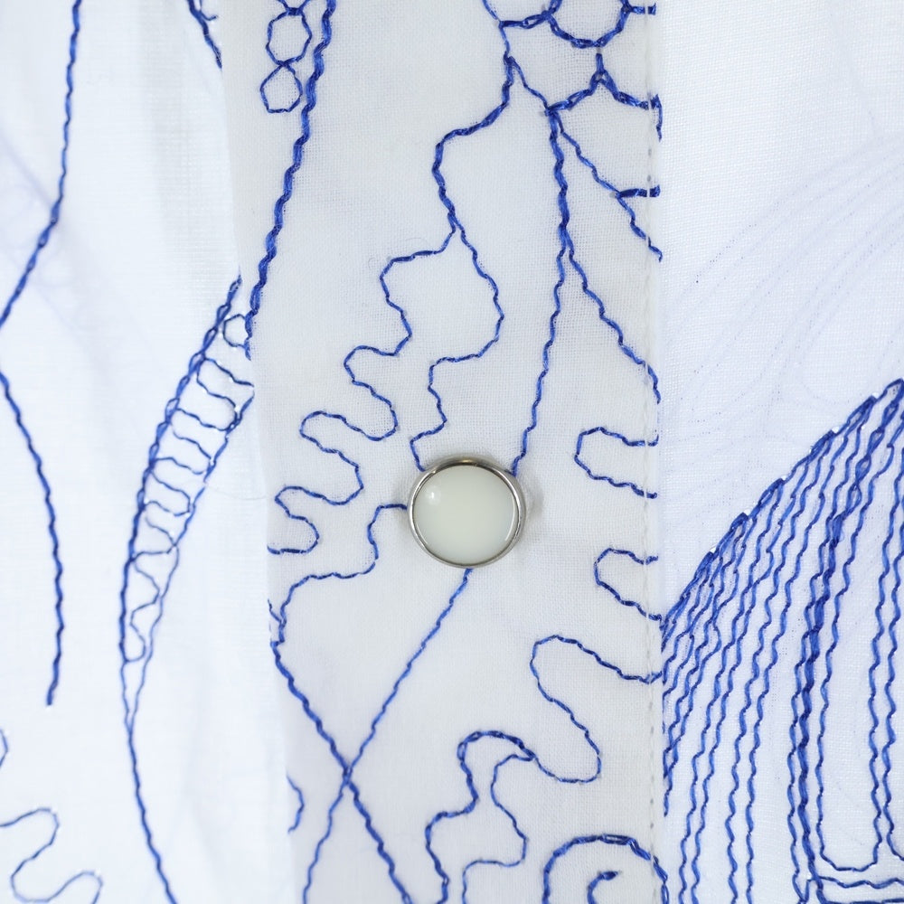 TOGA VIRILIS(トーガ ビリリース) 23SS Cotton Embroidery blouson 総柄 コットン エンブロイダリー ブルゾン ジャケット ホワイト/ブルー TV31-FC304