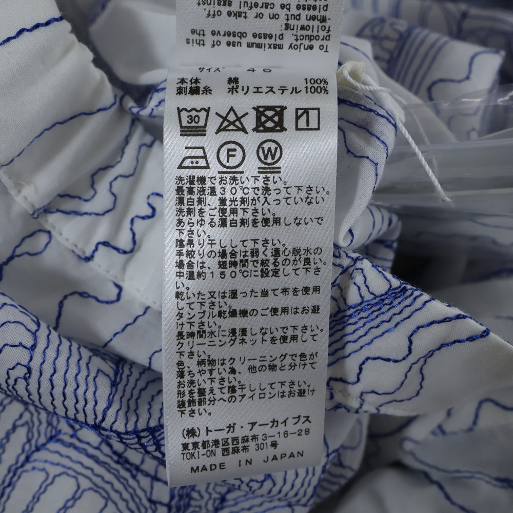 TOGA VIRILIS(トーガ ビリリース) 23SS Cotton Embroidery blouson 総柄 コットン エンブロイダリー ブルゾン ジャケット ホワイト/ブルー TV31-FC304