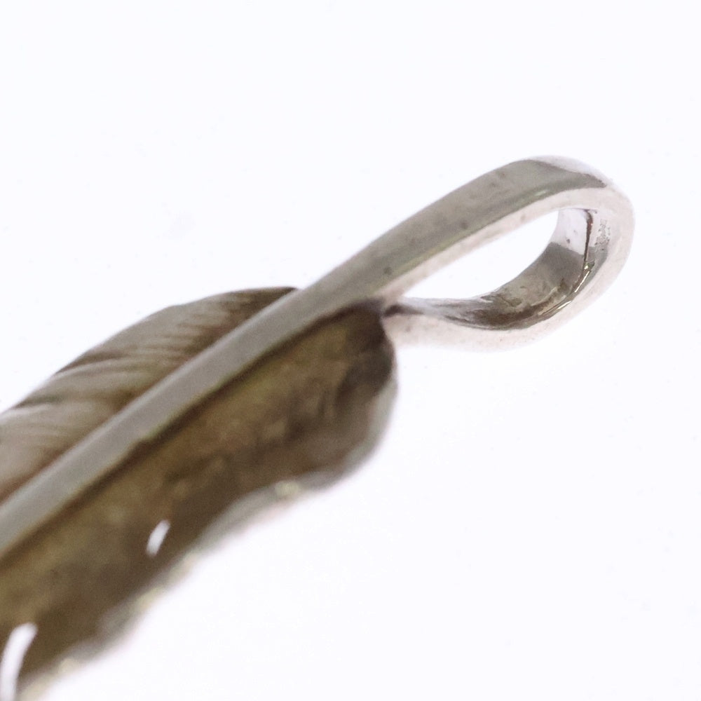 goro's(ゴローズ) 【現行】メタル付き特大フェザー 左向き ペンダントトップ シルバー/ゴールド