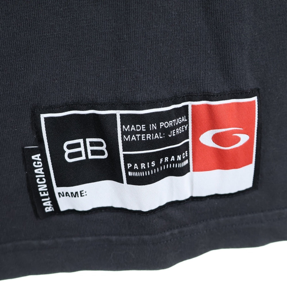 BALENCIAGA(バレンシアガ) 25SS BASKETBALL SERIES バスケットシリーズ ロゴ刺繍デザイン クルーネック半袖Tシャツカットソー ブラック 787349 TRVW9