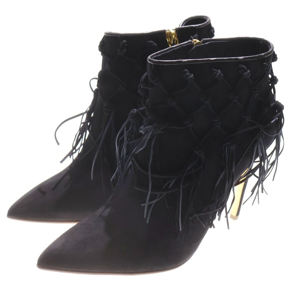Rupert Sanderson(ルパートサンダーソン) CHARISSE フリンジ スエード ショート ハイヒールブーツ レディース ブラック