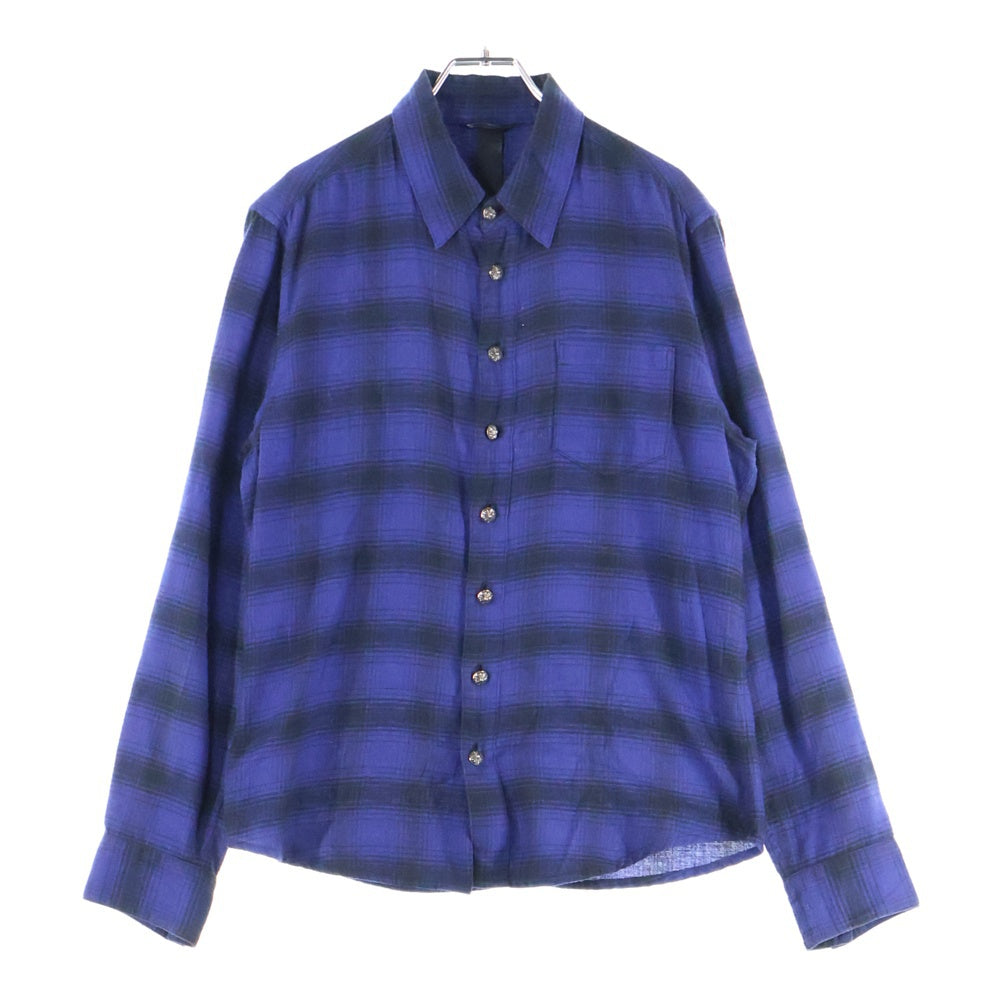 CHROME HEARTS(クロムハーツ) LOOSEENDS LS CHECK 初期 ルーズエンド クロスパッチ付 チェック 長袖シャツ ブルー/ブラック