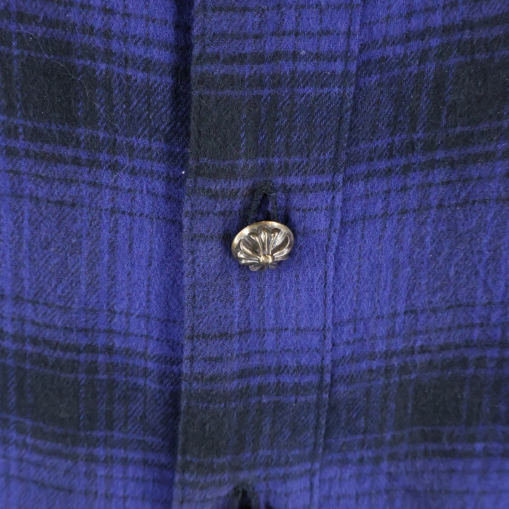 CHROME HEARTS(クロムハーツ) LOOSEENDS LS CHECK 初期 ルーズエンド クロスパッチ付 チェック 長袖シャツ ブルー/ブラック