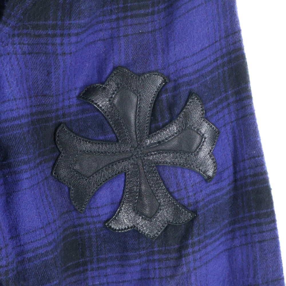 CHROME HEARTS(クロムハーツ) LOOSEENDS LS CHECK 初期 ルーズエンド クロスパッチ付 チェック 長袖シャツ ブルー/ブラック
