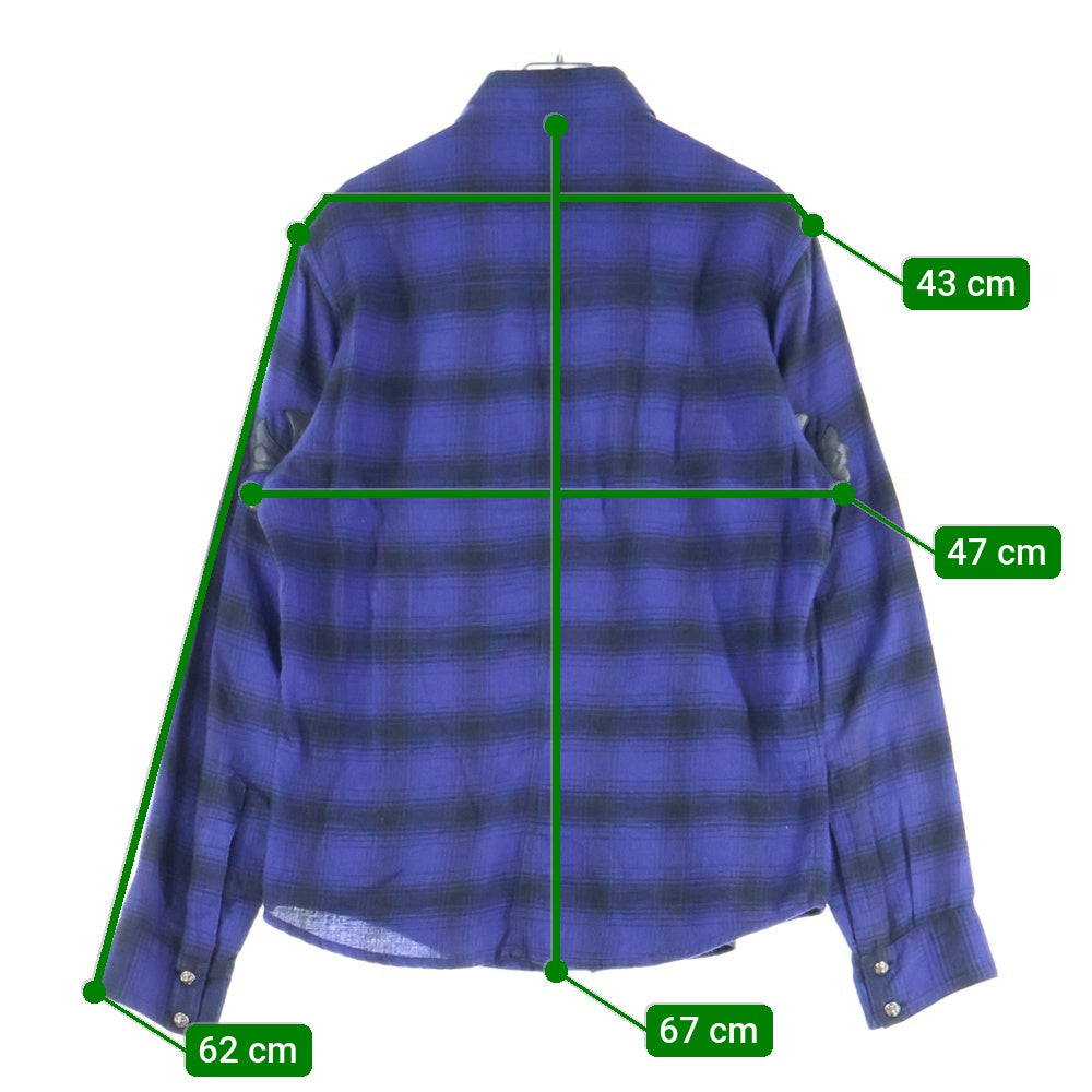 CHROME HEARTS(クロムハーツ) LOOSEENDS LS CHECK 初期 ルーズエンド クロスパッチ付 チェック 長袖シャツ ブルー/ブラック