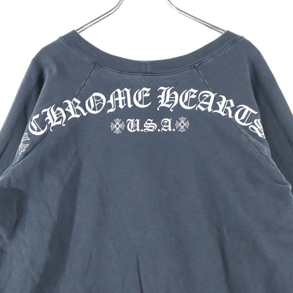 CHROME HEARTS(クロムハーツ) SWTSHRT PLVR バックアーチロゴ 袖フローラル ラグラン スウェット トレーナー グレー