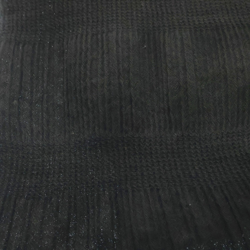 CHROME HEARTS(クロムハーツ) レザークロスパッチ カシミアシルク フリンジストール マフラー ブラック