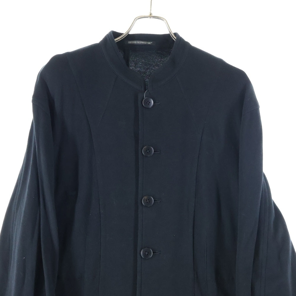 Yohji Yamamoto POUR HOMME(ヨウジヤマモト プールオム) スタンドカラー カーブ切替 スウェット コート ブラック HB‐C04‐034