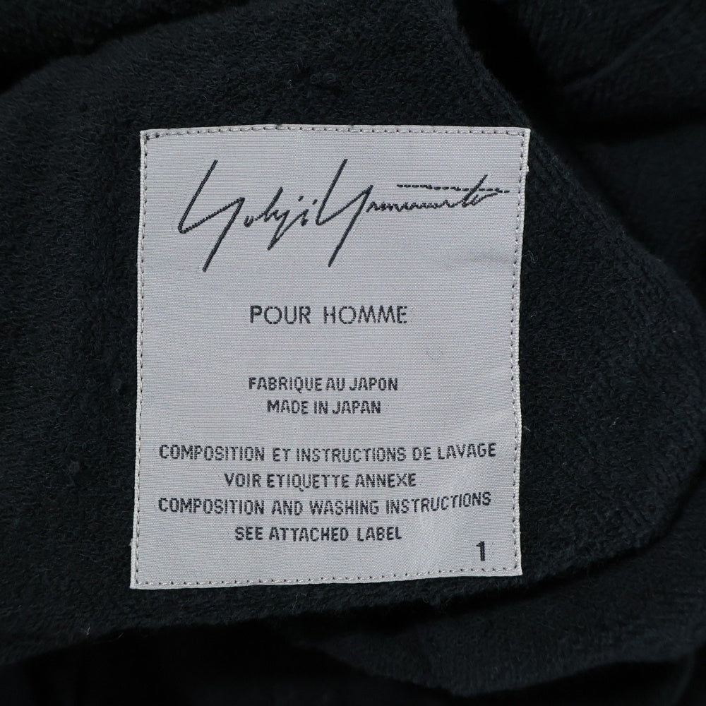 Yohji Yamamoto POUR HOMME(ヨウジヤマモト プールオム) スタンドカラー カーブ切替 スウェット コート ブラック HB‐C04‐034