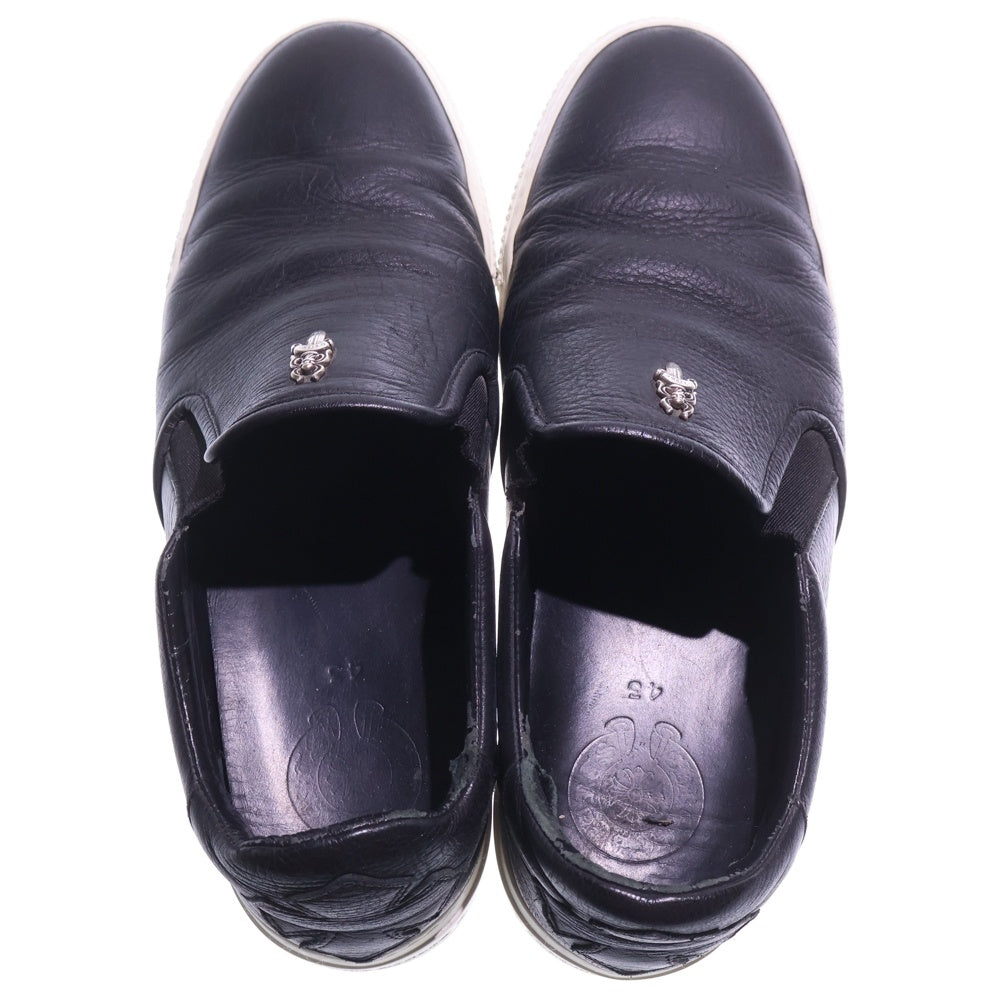 CHROME HEARTS(クロムハーツ) CH SLIP ON CHプラスレザーパッチ ダガー レザースリッポン ローカットスニーカー ブラック