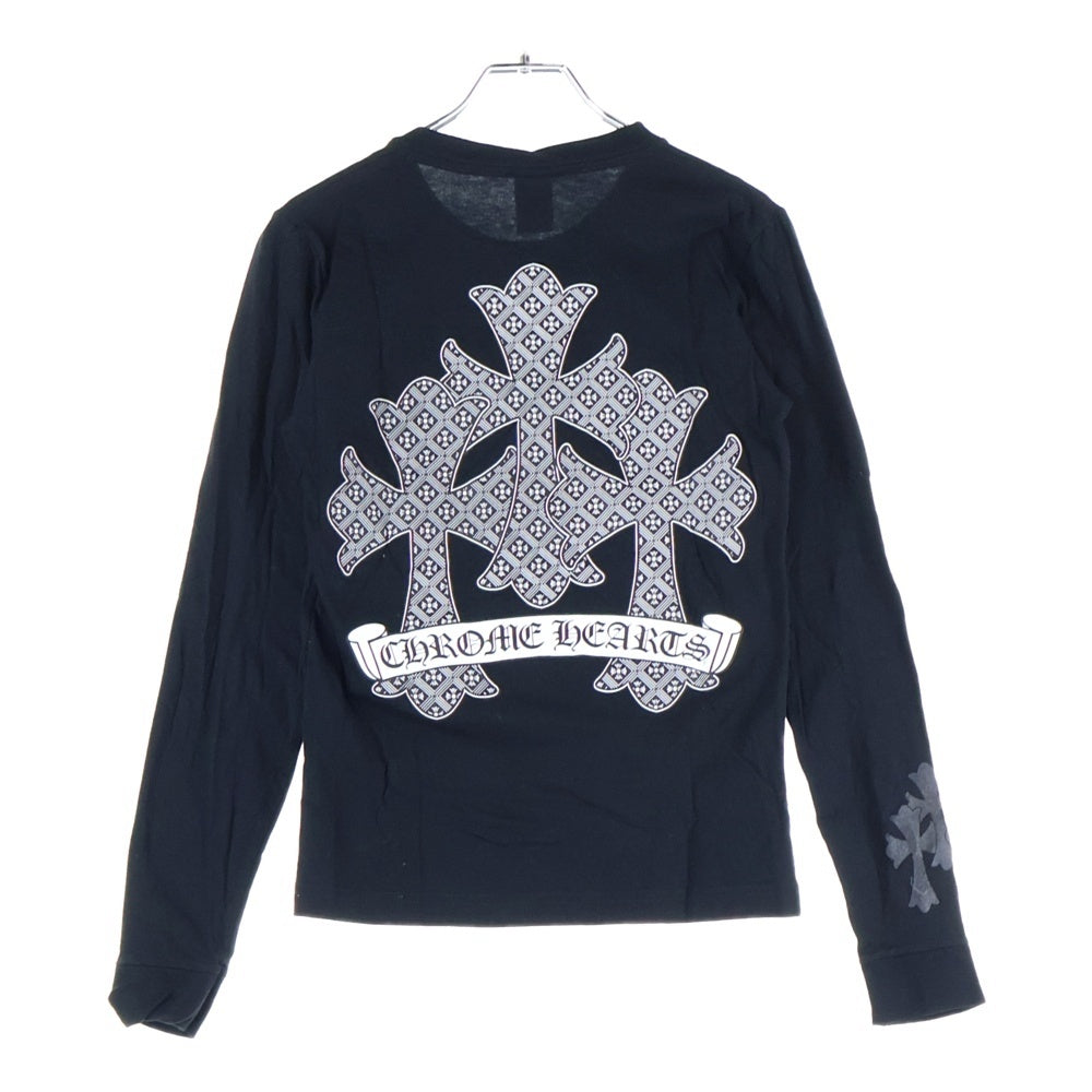 CHROME HEARTS(クロムハーツ) CH T-SHIRT トリプルクロス両面プリント スクロールラベルロゴ クルーネック コットン 長袖Tシャツ カットソー ブラック